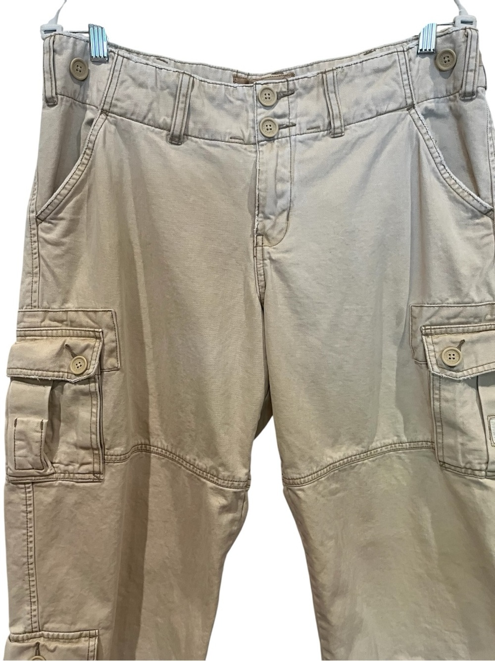 Abercrombie & Fitch Tan khaki Cotton Cargo Capris Bermuda skater shorts size 10 - Picture 2 of 8